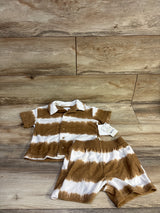 NEW Grayson Mini 2pc Textured Woven Shirt & Shorts Set Brown sz 3T