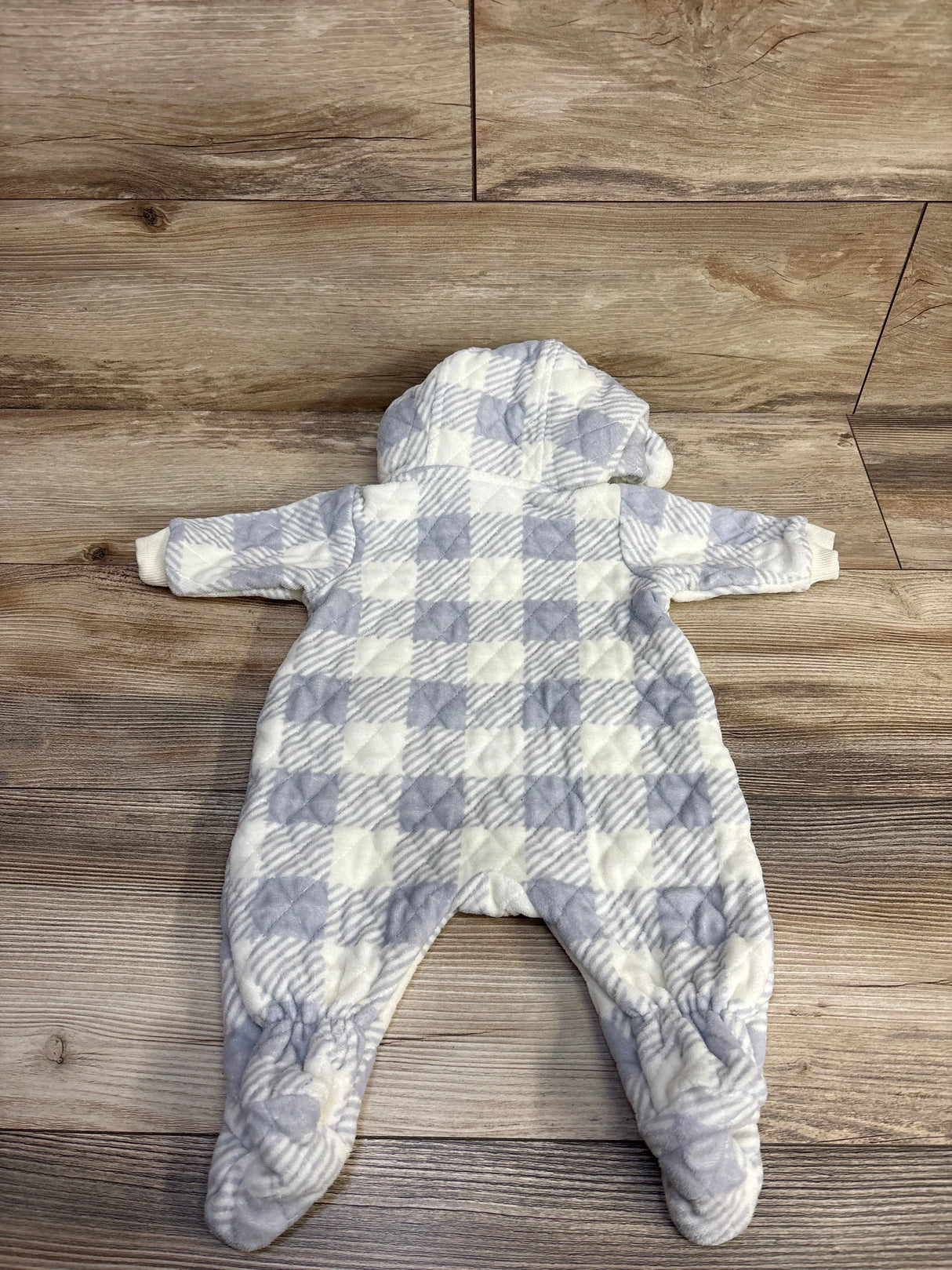 Ever & Ever Plaid Hooded Bunting White sz Newborn