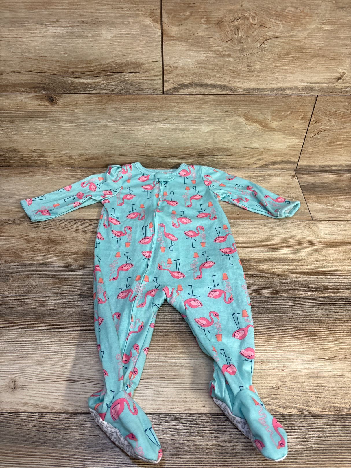 Simple Joys Flamingo Print Sleeper Blue sz 6-9m