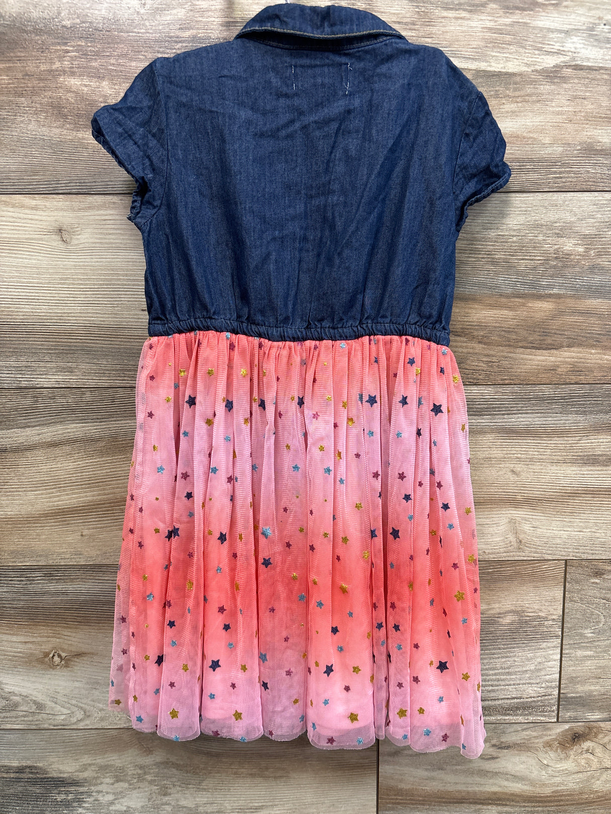 Little Angels by US Angels Chambray Star Print Tulle Dress Blue sz 5T