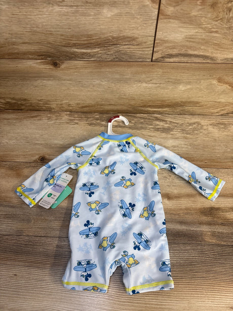Baby boys' Disney surf print rash guard swimsuit, 6M, with eco-friendly lining, on hanger