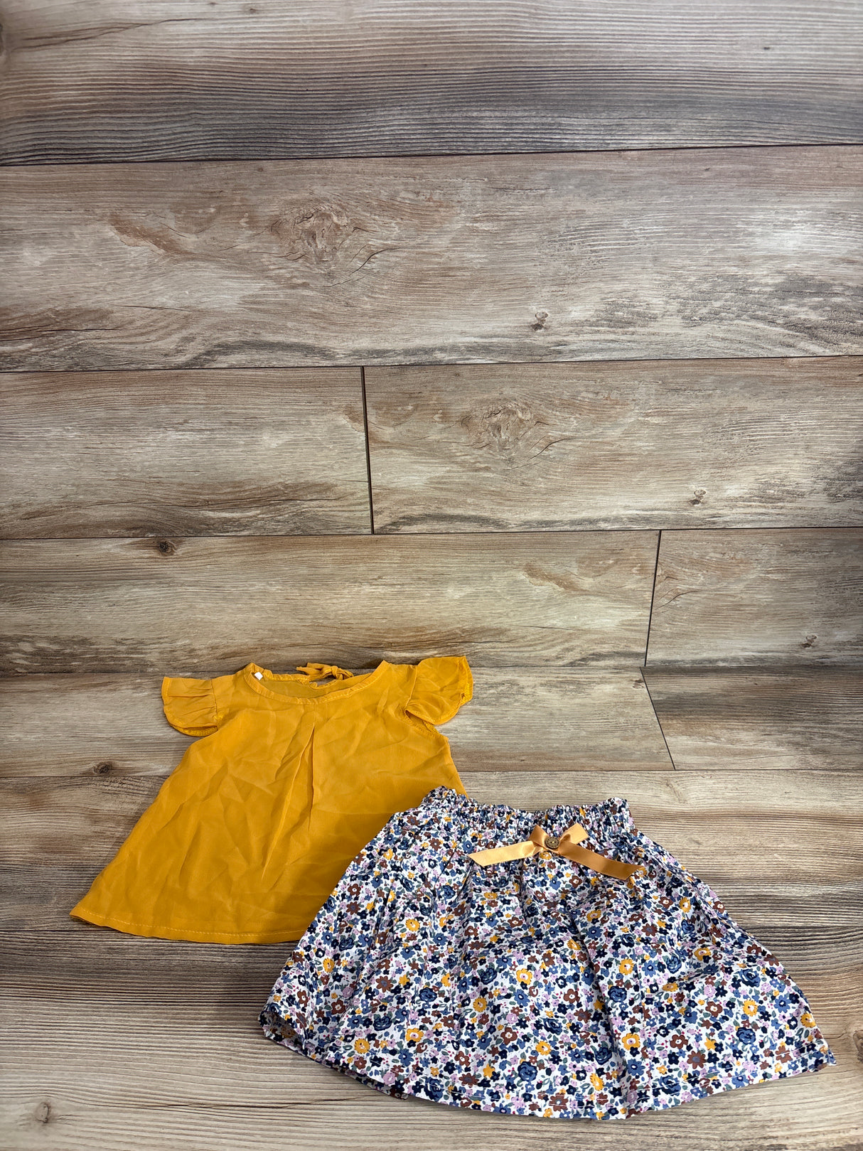 Generic 2pc Top & Floral Shorts Set Yellow sz 3T