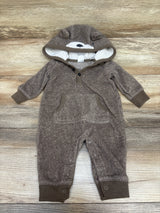 Carter's Sherpa Lined Henley Hooded Coverall Brown sz 3m