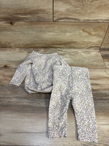 H&M 2pc Floral Kimono Bodysuit & Foldover Leggings Set Beige sz 6m