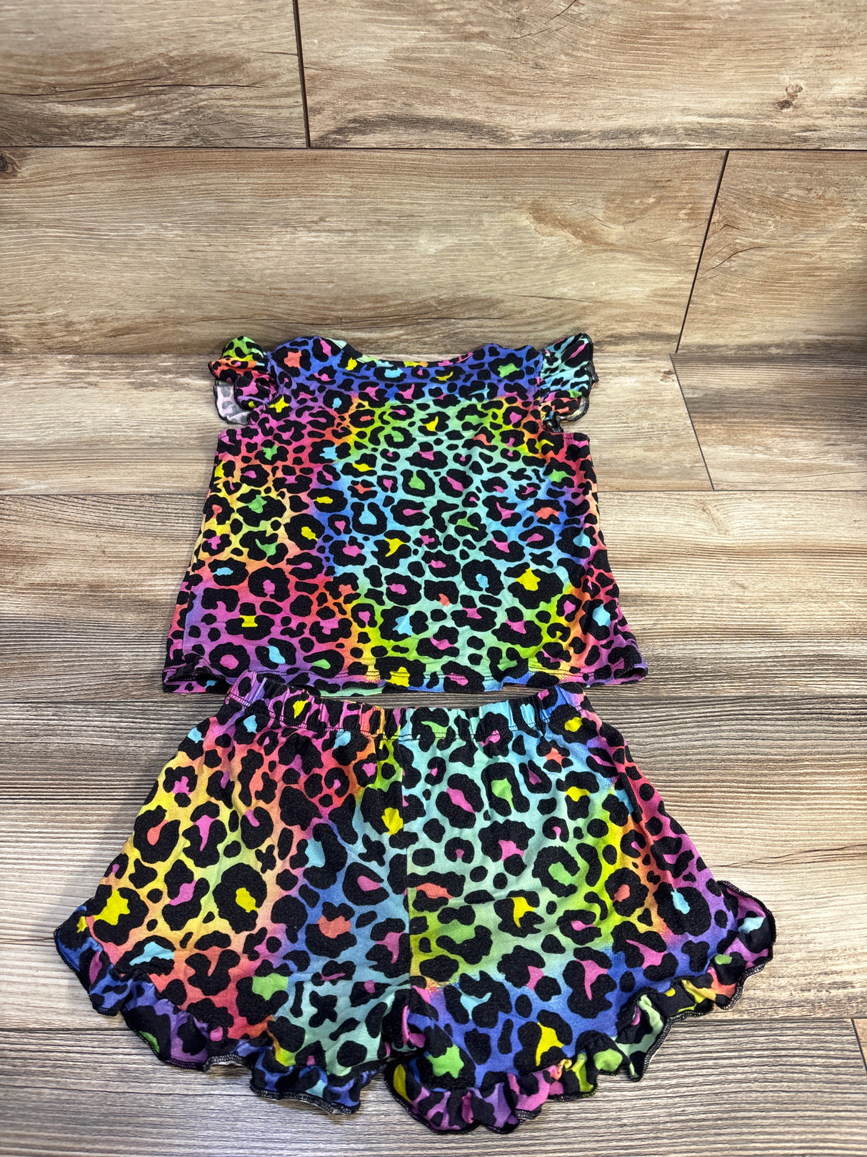 Little Snugglers Bamboo 2pc Leopard Pajama Set Multicolor sz 4T