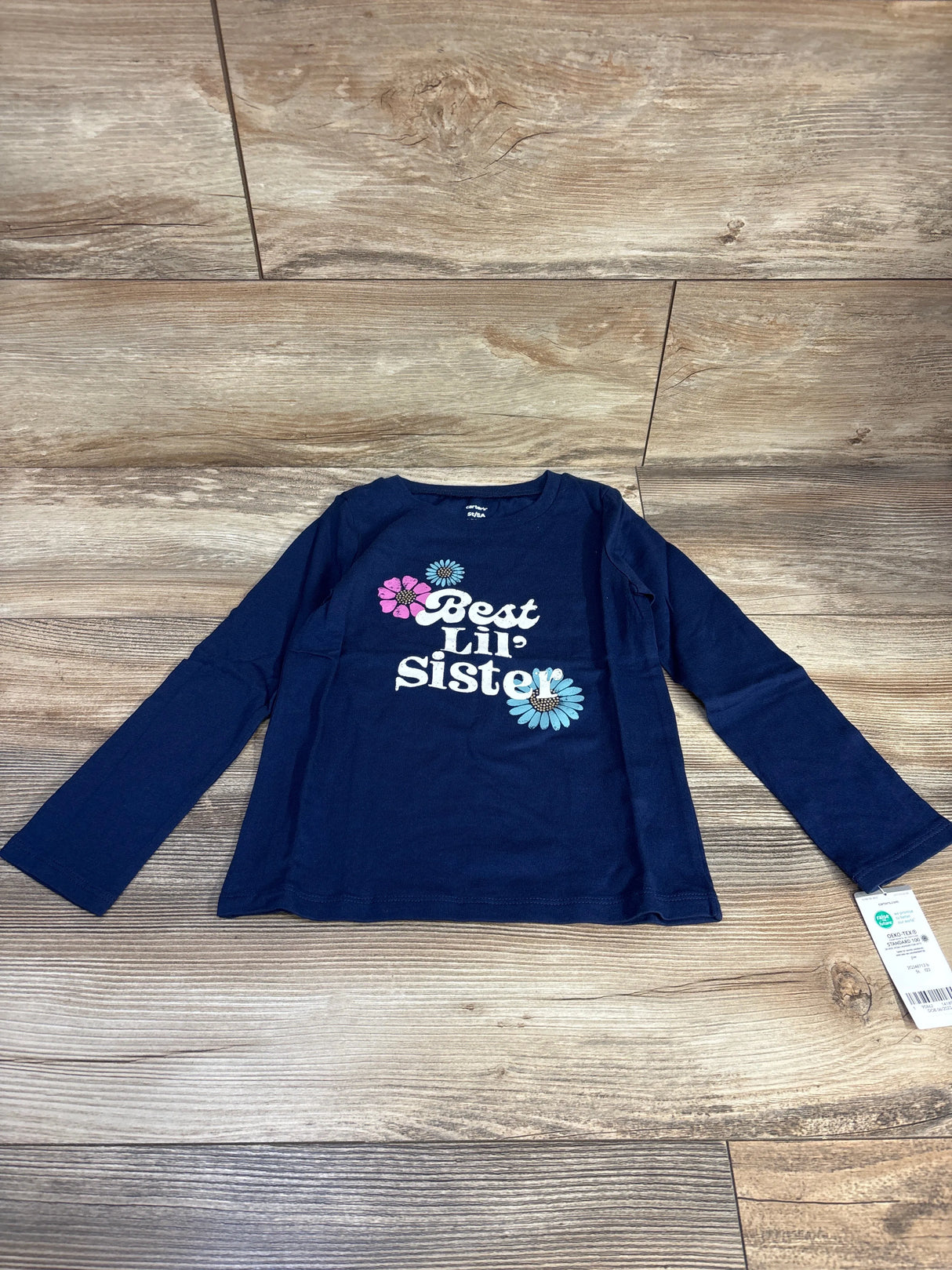NEW Carter's Best Lil' Sister Shirt Navy sz 5T