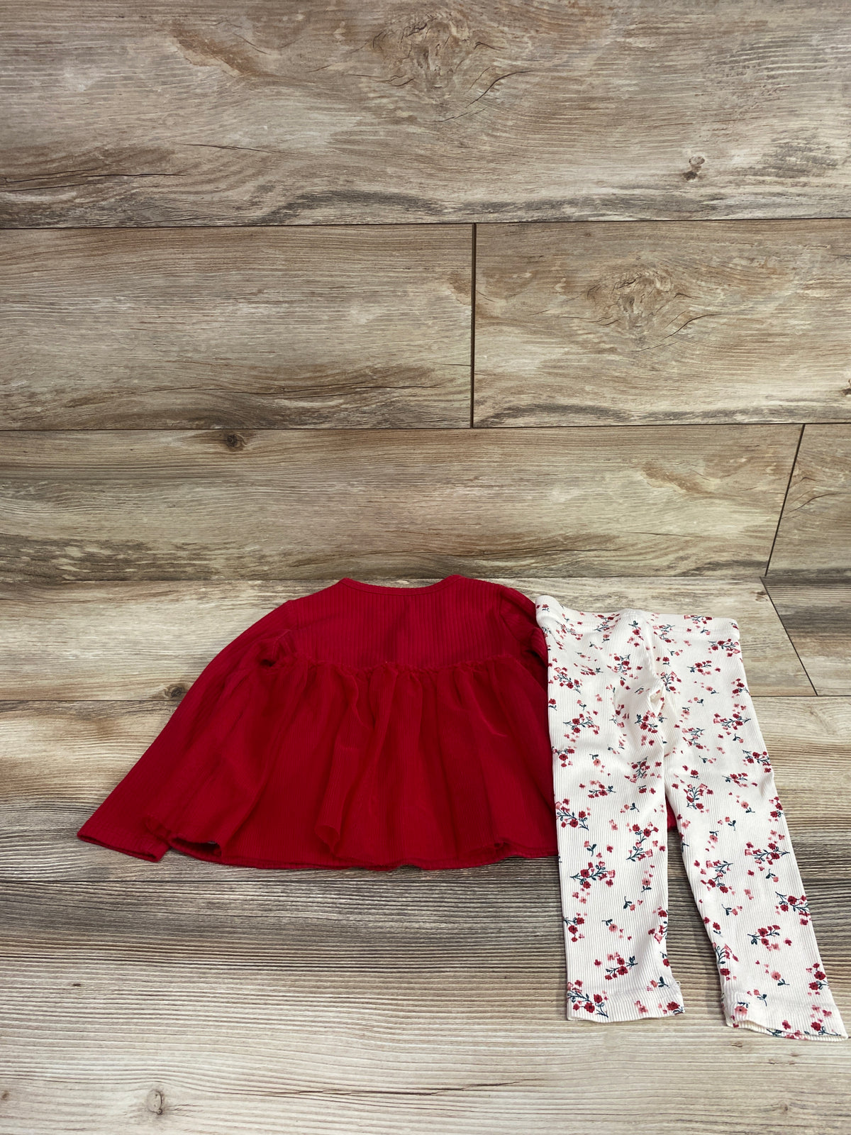 Carter's 2pc Tulle Shirt & Leggings Set Red sz 2T