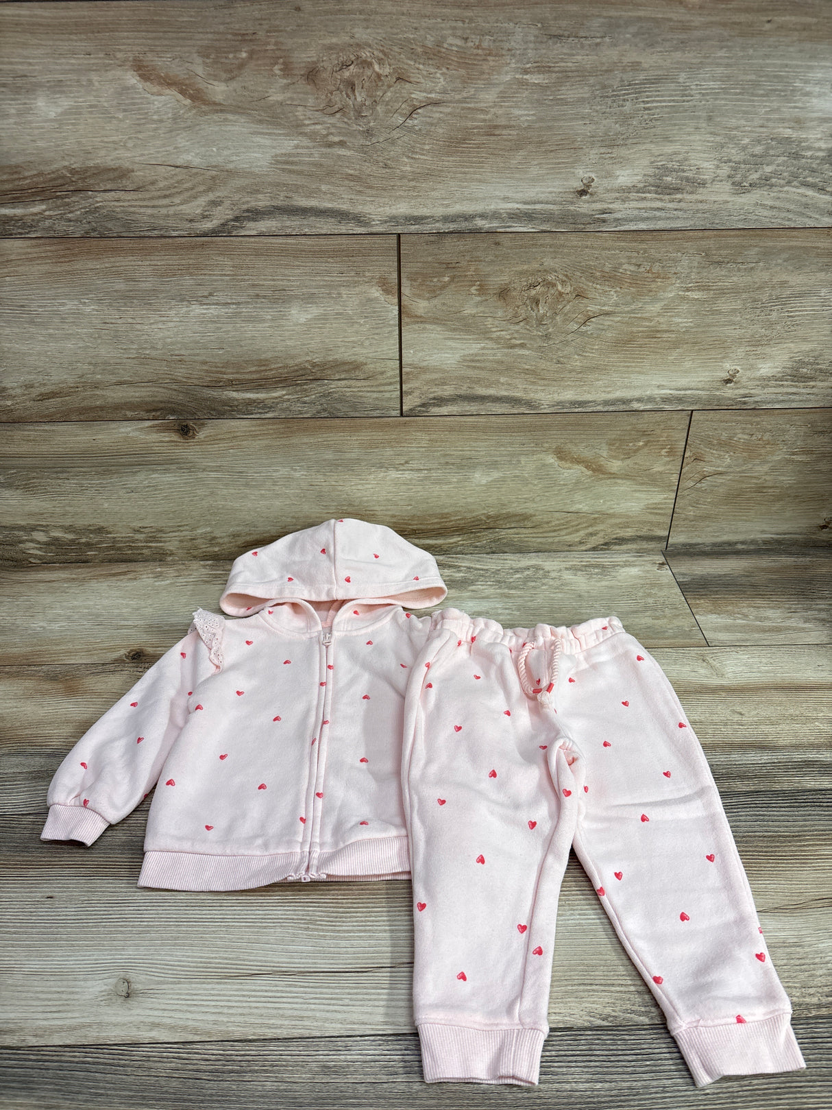 Oshkosh 2pc Full Zip Jacket & Pants Set Pink sz 18m