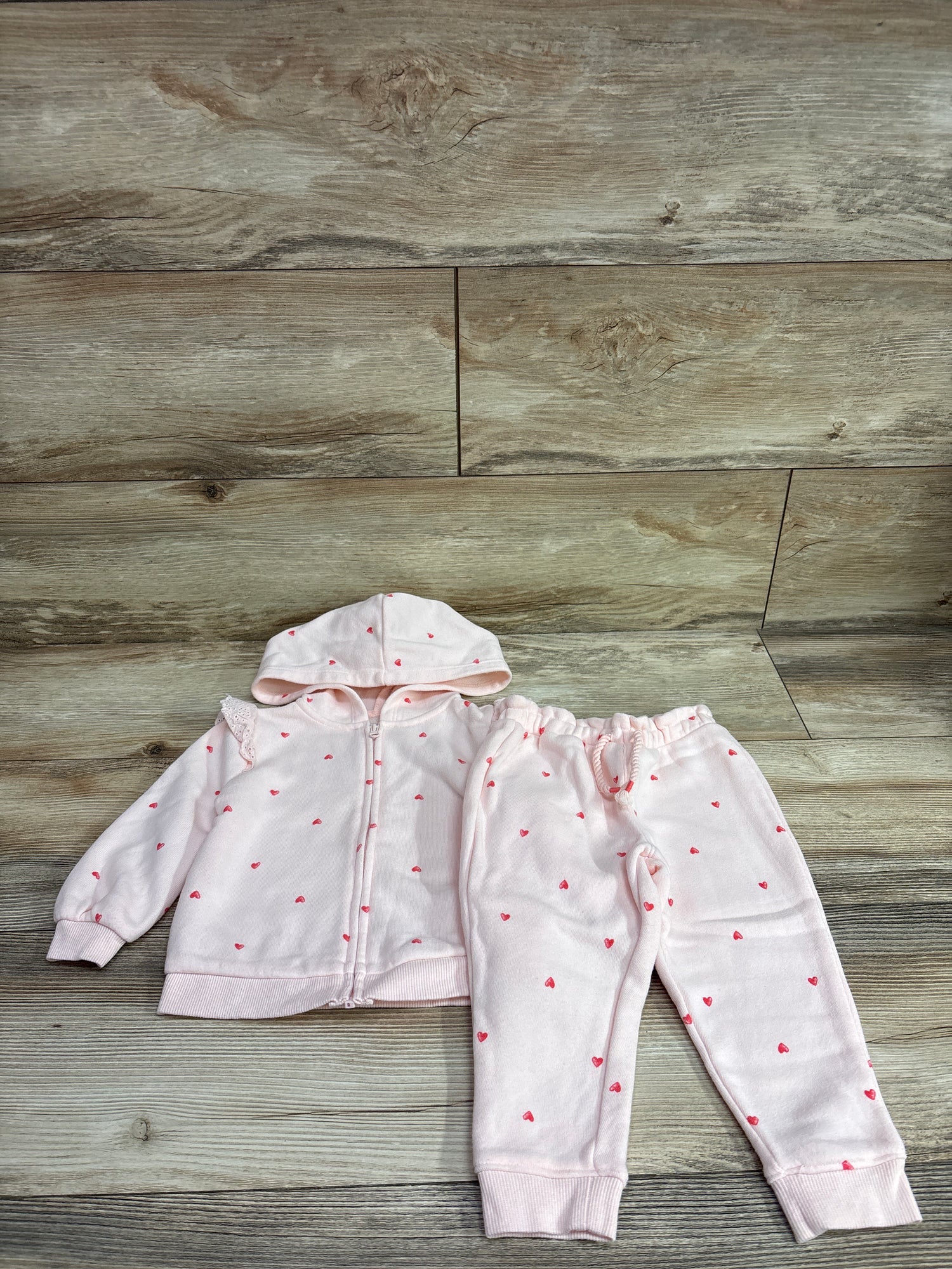 Oshkosh 2pc Full Zip Jacket & Pants Set Pink sz 18m