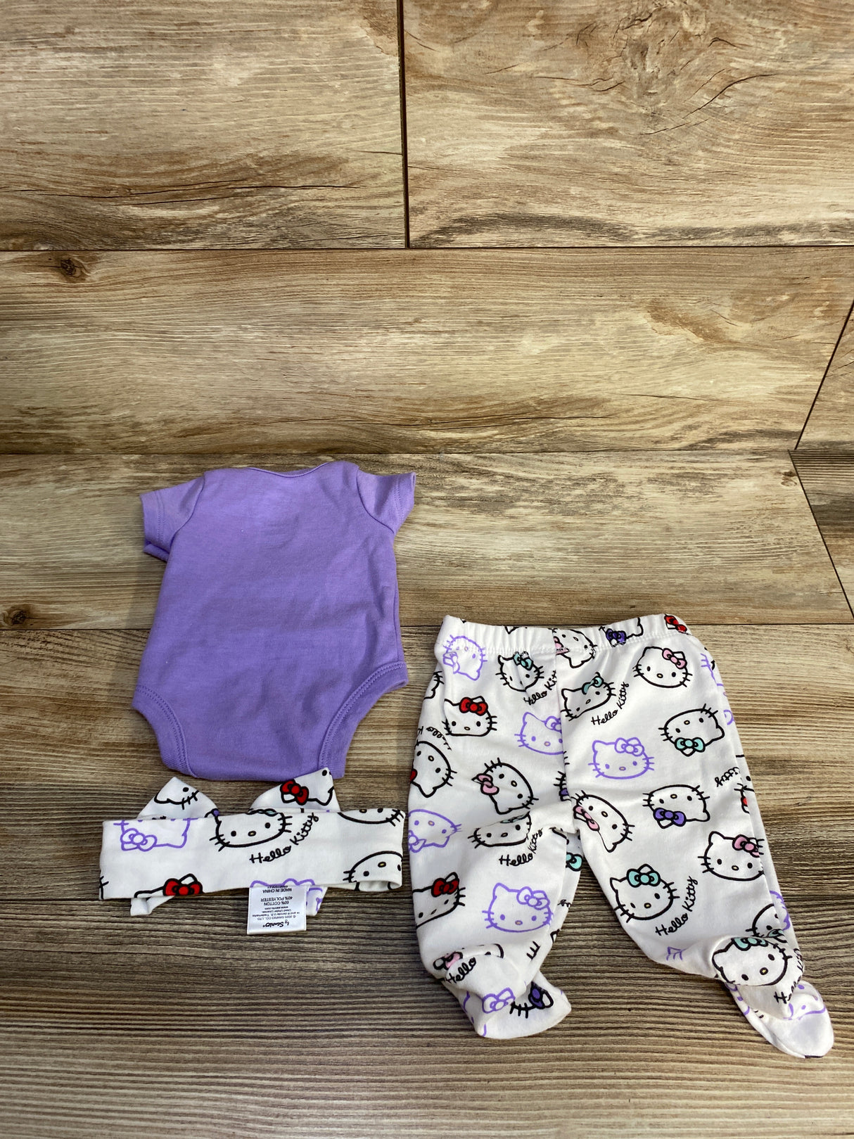 Hello Kitty 3pc Bodysuit Set Lilac sz Newborn