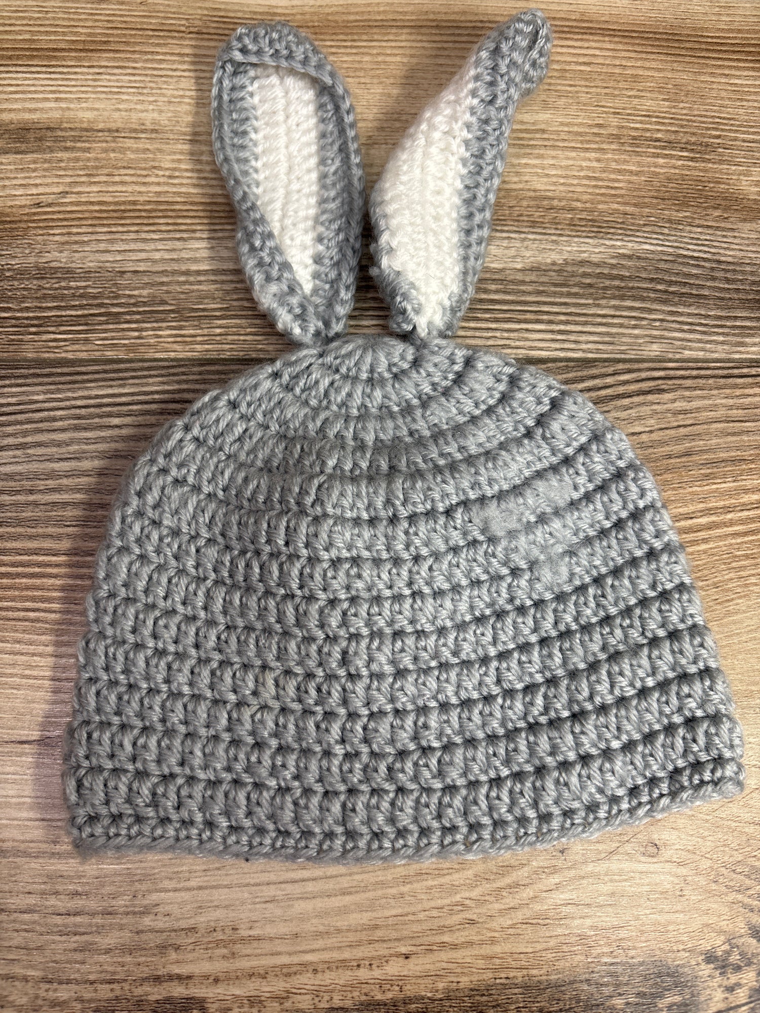 So 'Dorable Corchet Bunny Hat Grey sz 0-6m