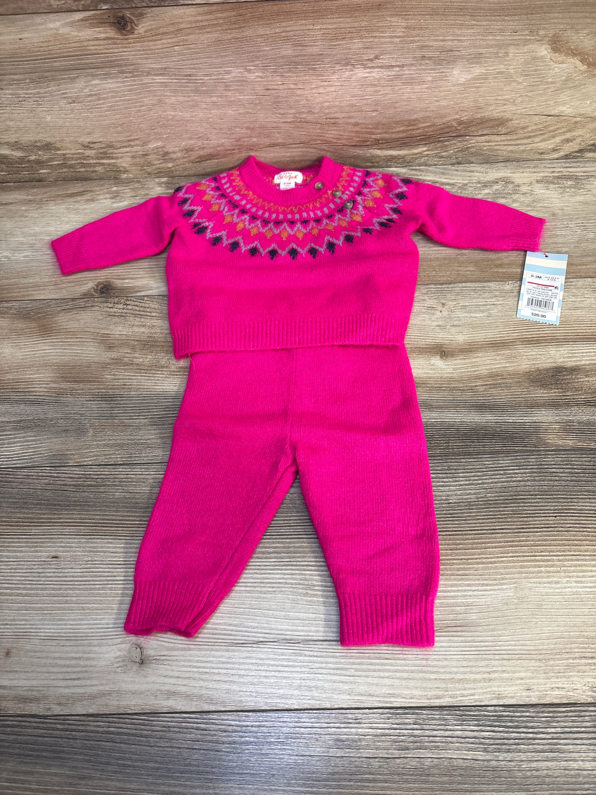 NEW Cat & Jack 2pc Fair Isle Sweater Set Pink sz 0-3m