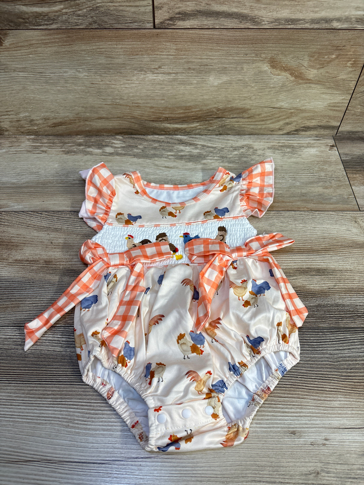 NWOT Adobabirl Smocked Farm Bubble Romper Ivory sz 12-18m