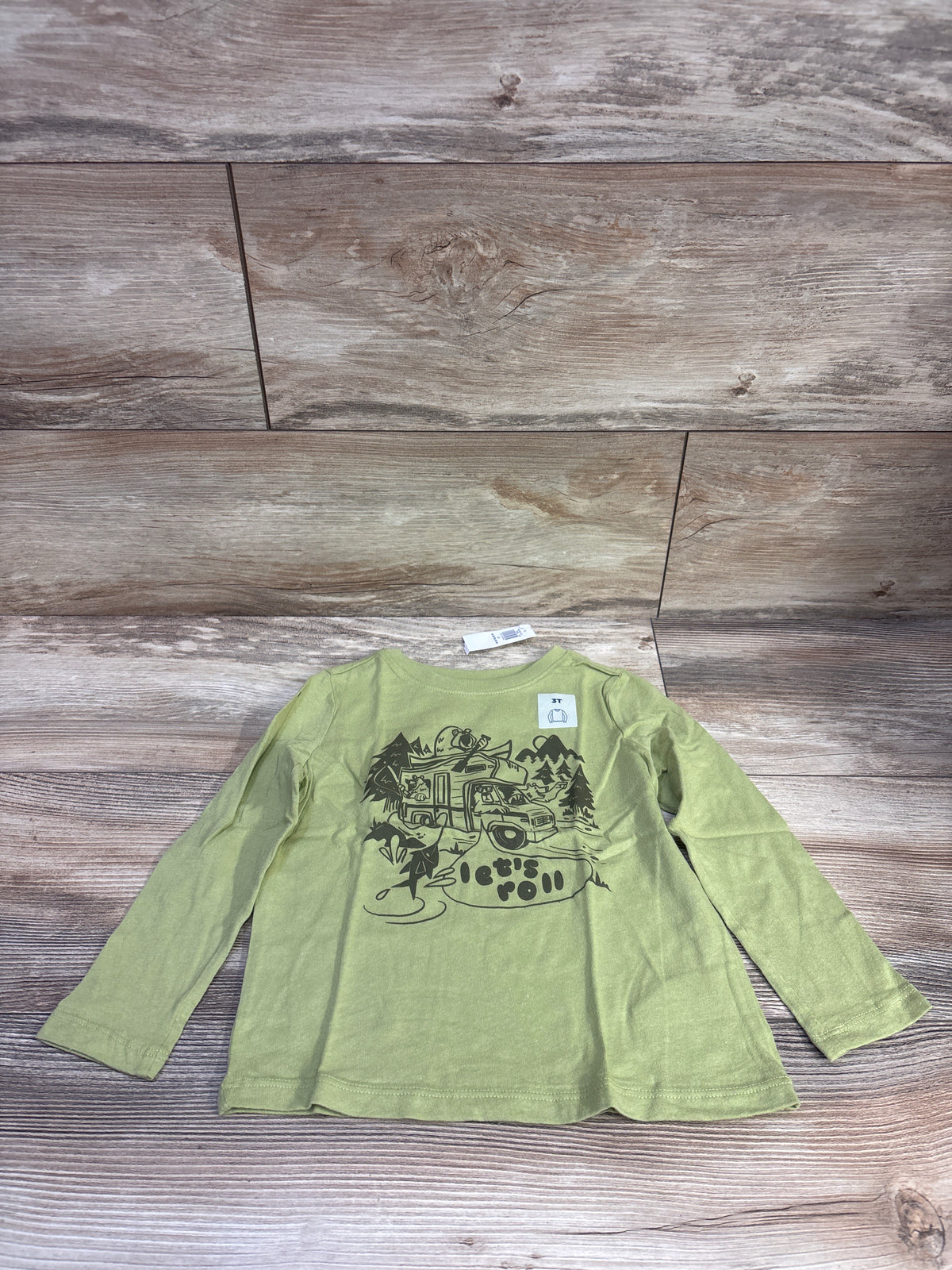 NEW Old Navy Let's Roll Green Shirt sz 3T