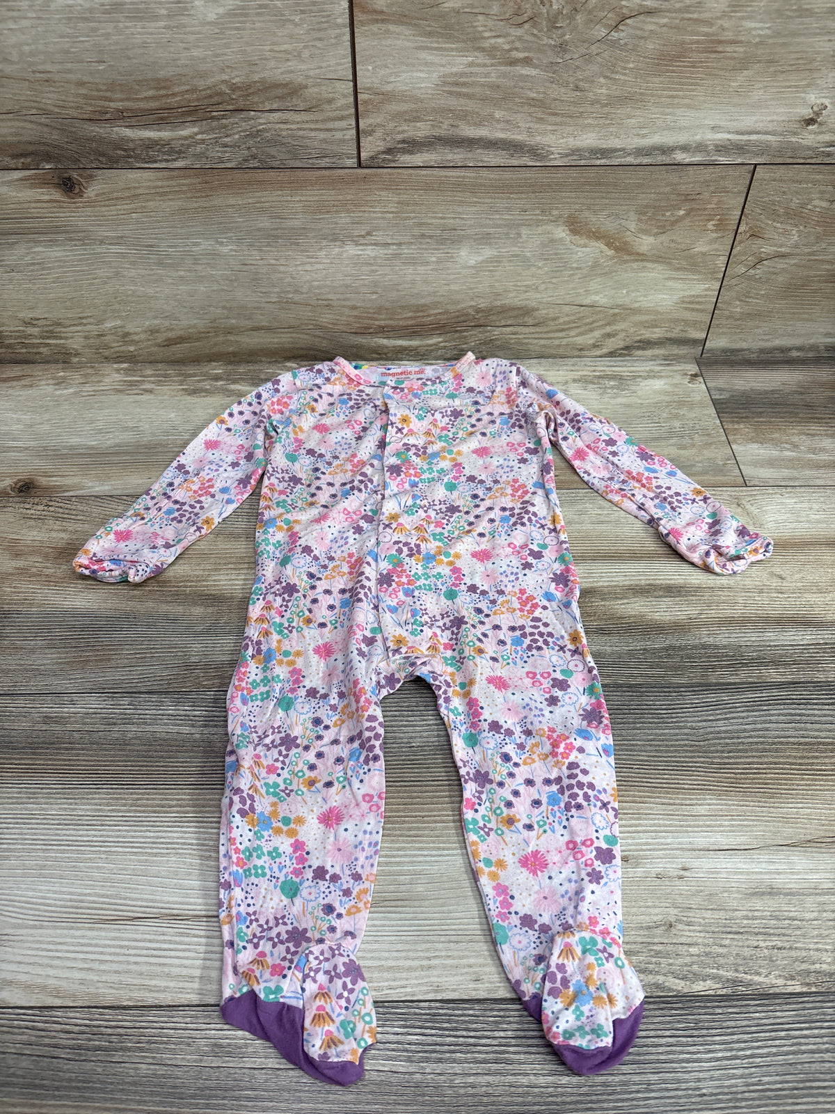 Magnetic Me 'Bunny Blossom' Modal Footie Pink sz 3-6m