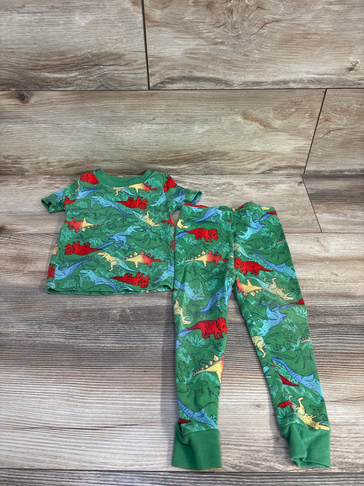 Wonder Nation 2pc Dinosaur Pajama Set Green sz 18m