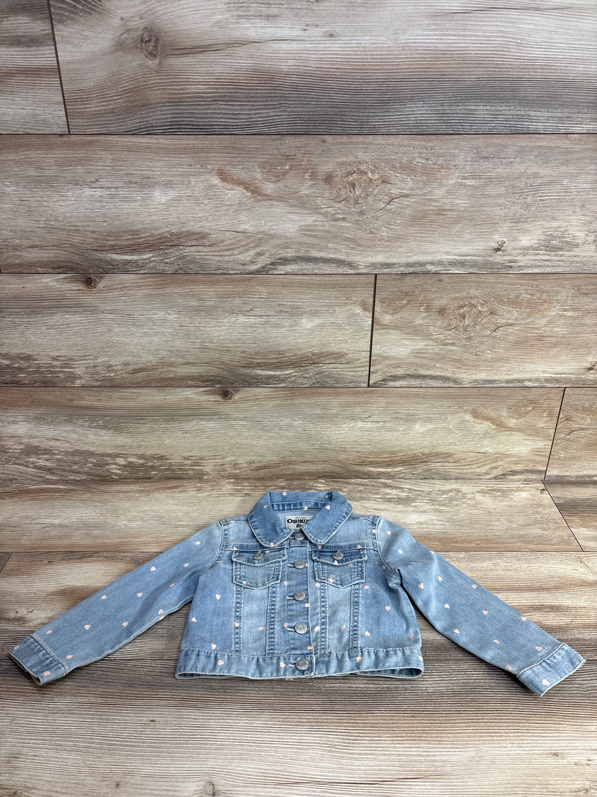 OshKosh Heart Print Denim Jacket Blue sz 2T