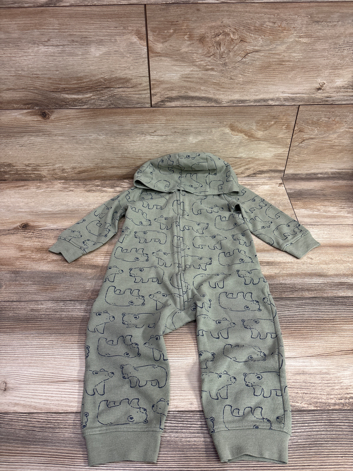 Carter's Waffle Knit Hooded Coverall Green sz 18m