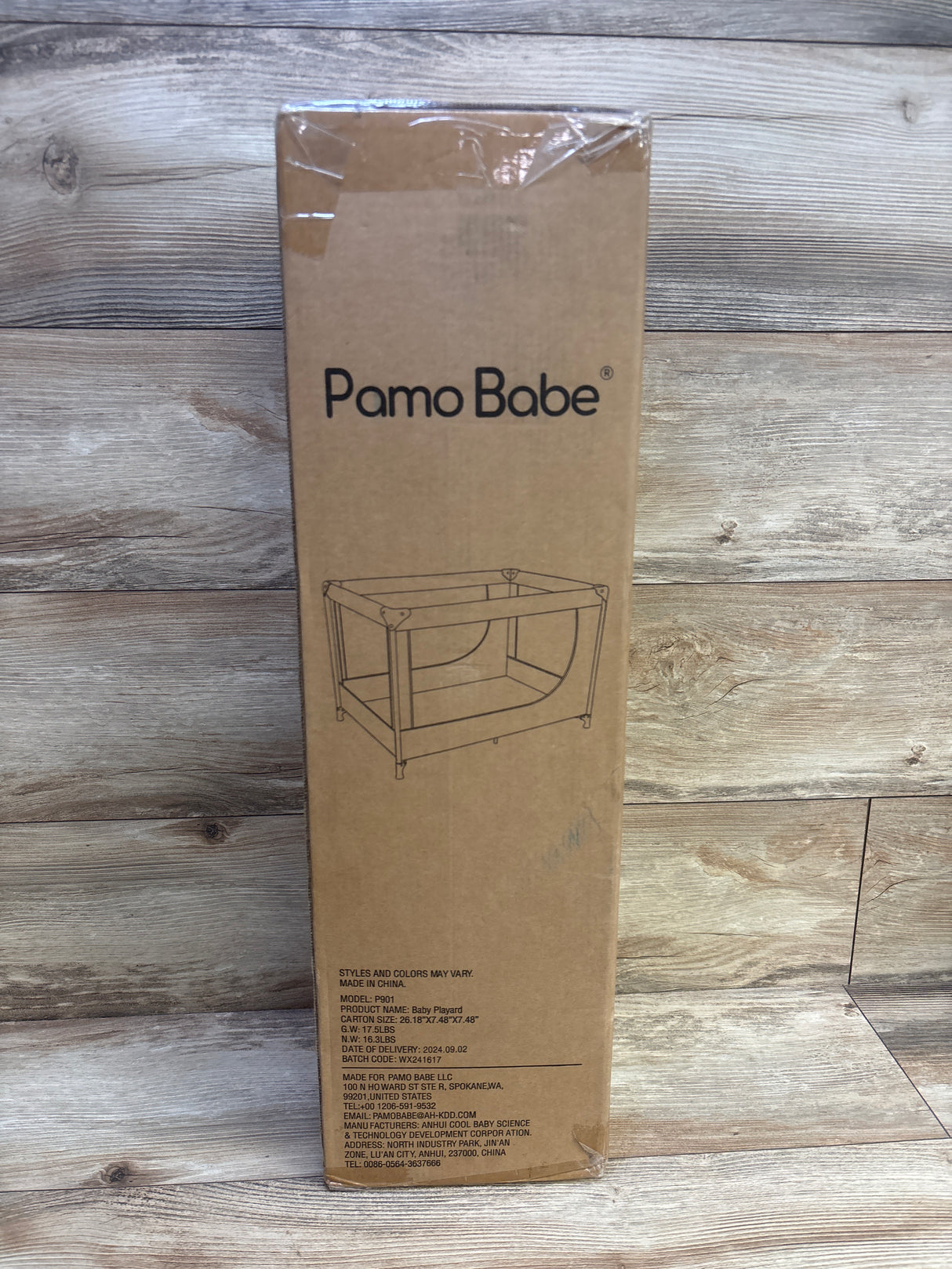 NEW Pamo Babe Portable Crib Baby Playpen with Mattress and Carry Bag in Grey