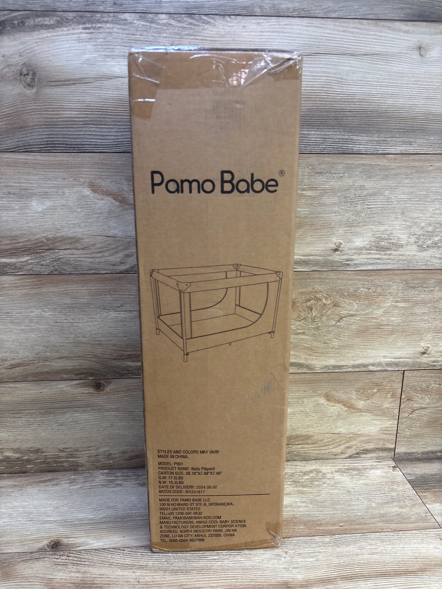 NEW Pamo Babe Portable Crib Baby Playpen with Mattress and Carry Bag in Grey