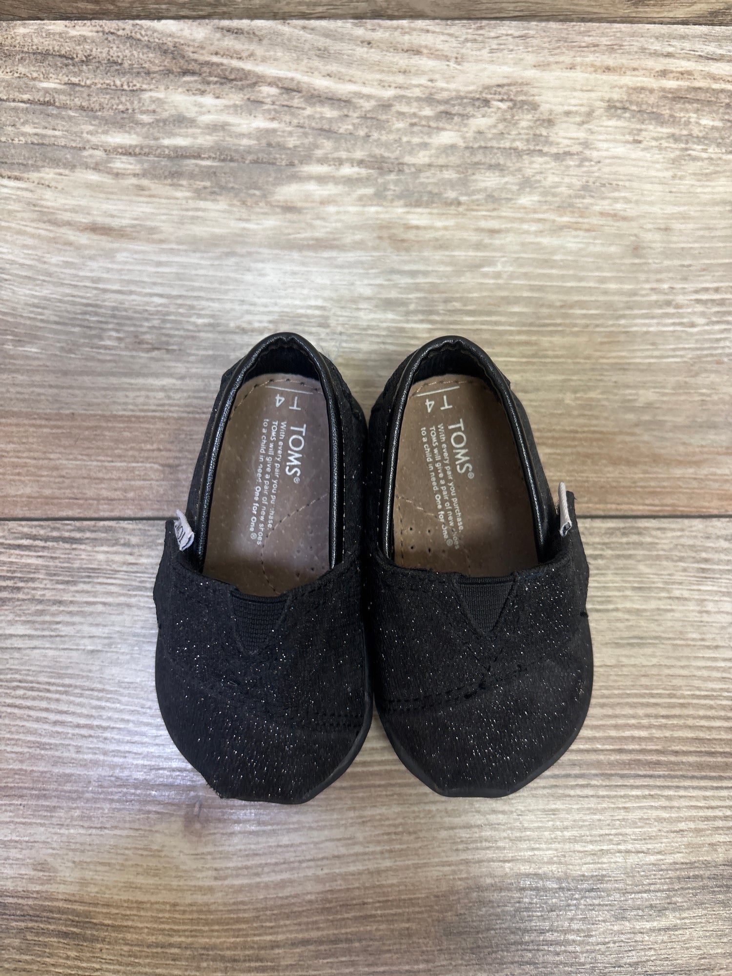 Toms Tiny Alpargata Shoes Black sz 4c