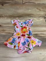 Posh P. Floral Bamboo Twirl Skirt Bodysuit Dress Pink sz 12-18m