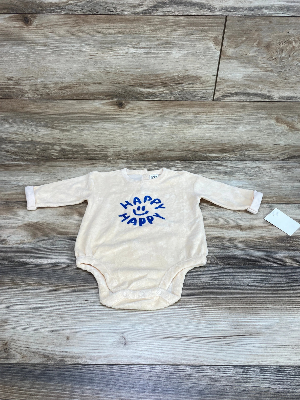 NEW Open Edit Terry Cloth Happy Romper Cream sz 12m