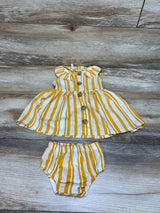 Little Lass 2pc Striped Dress & Bloomers Yellow sz 0-3m