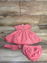 Little Lass 3pc Eyelet Trim Dress Set Pink sz 12m