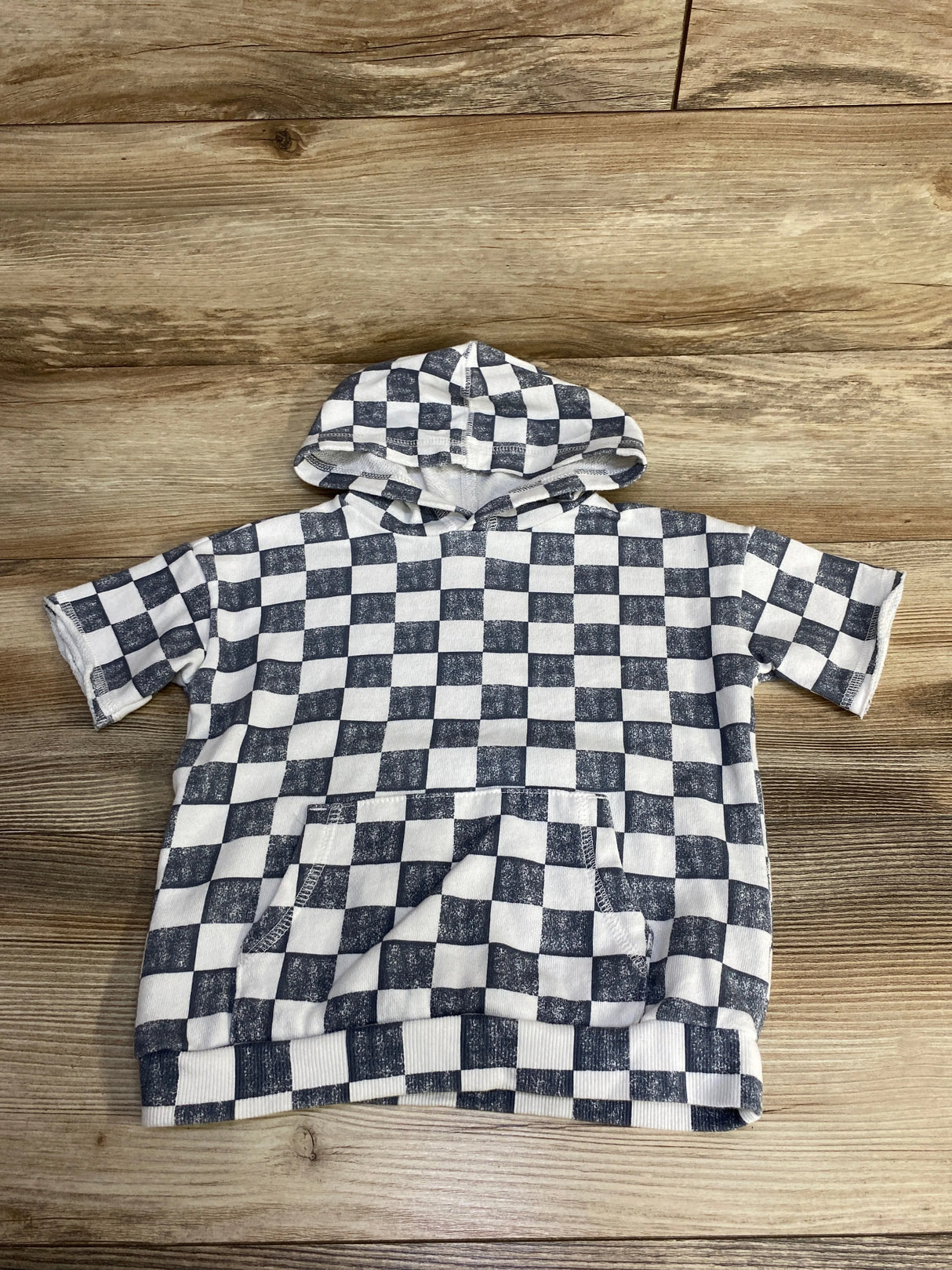 Grayson Mini Checkered Hooded Shirt White sz 3T
