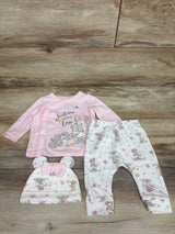 Disney Baby 3pc Minnie Mouse Kimono Shirt, Pants, & Hat Set Pink sz 0-3m