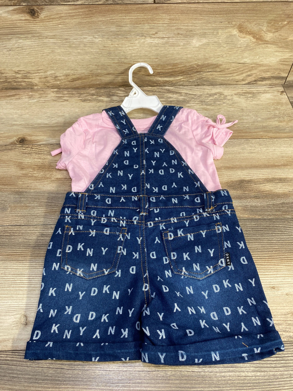 NWOT DKNY 2pc Shirt & Shortall Set Pink sz 2T