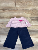 NEW Baby Gap 2pc Puff Sleeve Shirt & Pants Set Pink sz 12-18m