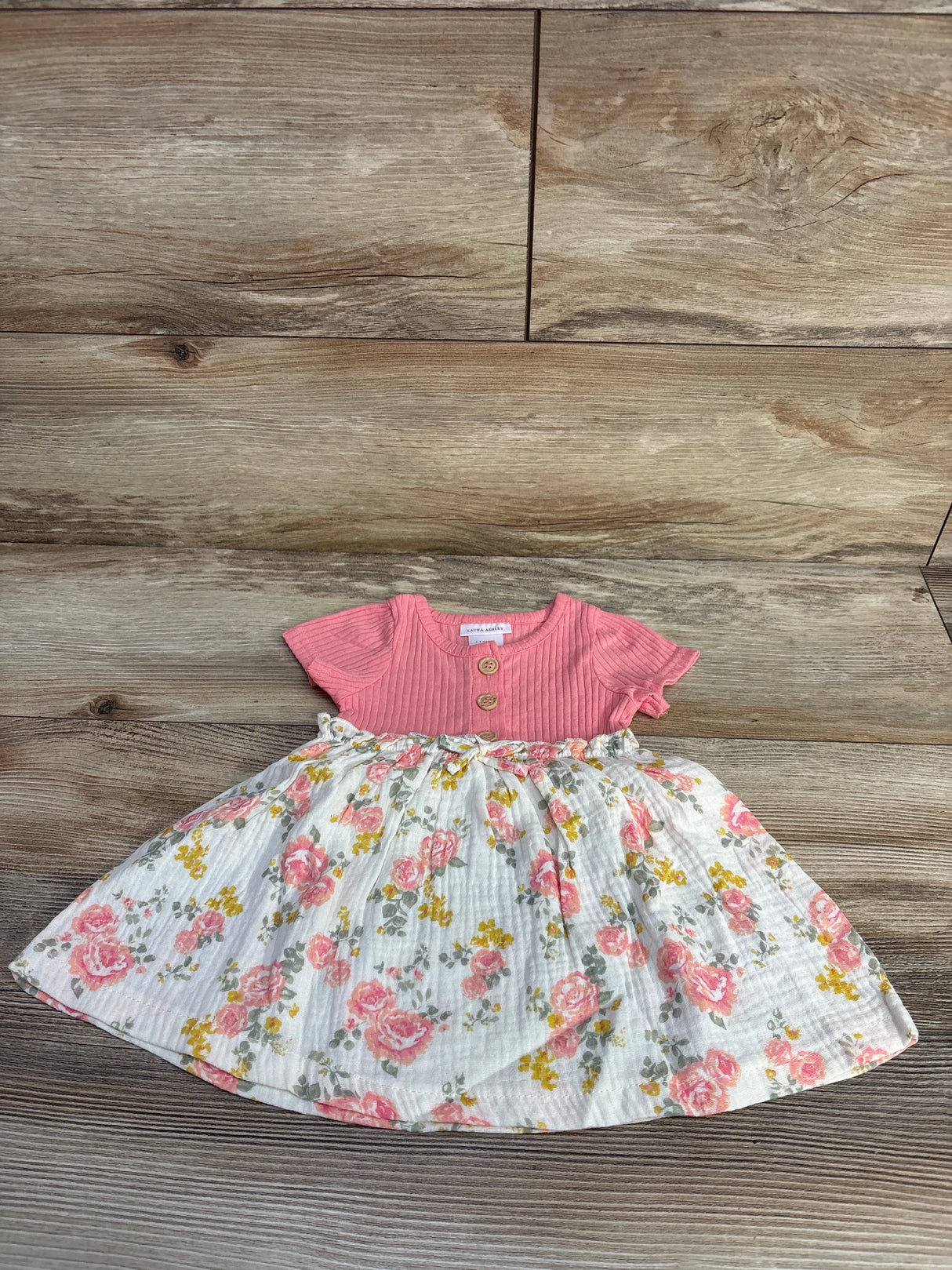 Laura Ashley Henley Floral Dress Pink sz 6-9m - Me n Mommy To Be