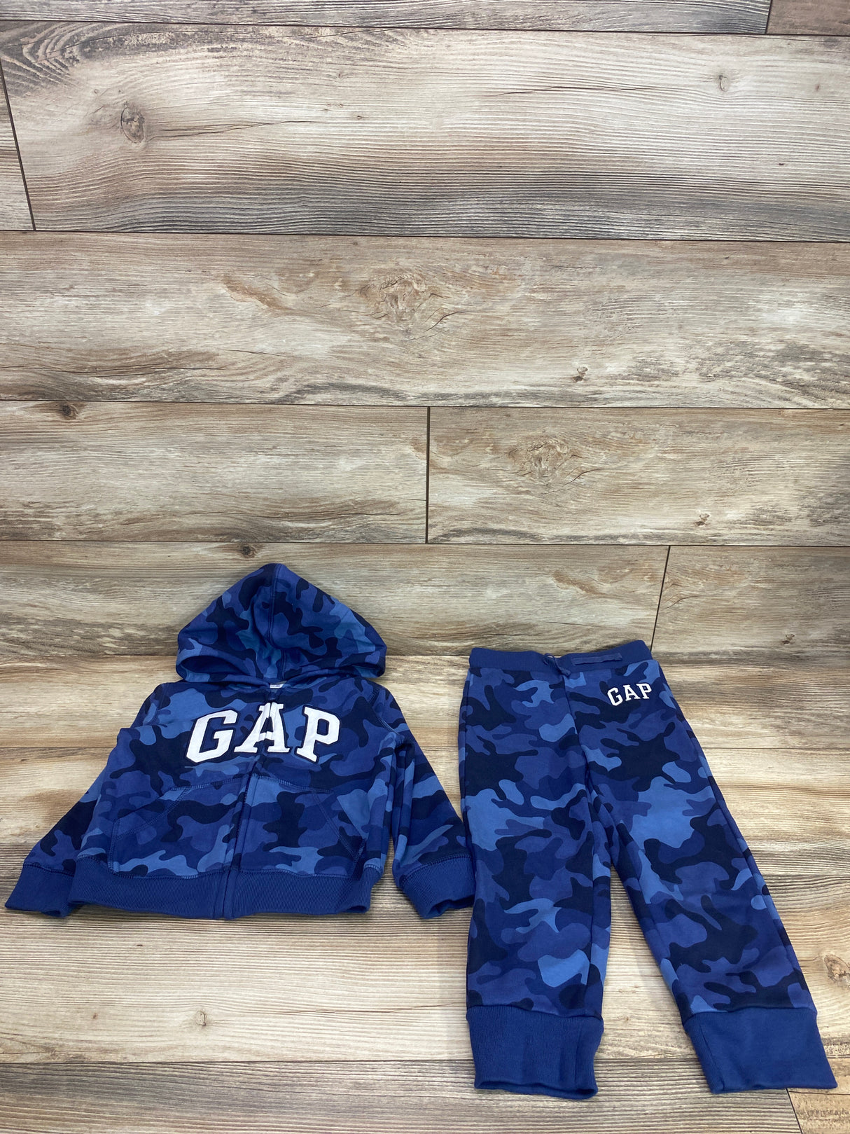 Baby Gap Full Zip Hoodie & Pants Set Blue Camo sz 4T