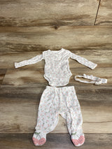 Just One You 3pc Cherry Bodysuit & Bottoms Set White sz Newborn