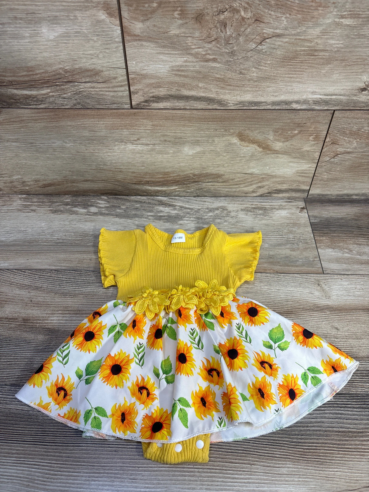 Sunflower Ribbed Bodysuit Dress Yellow sz 12-18m