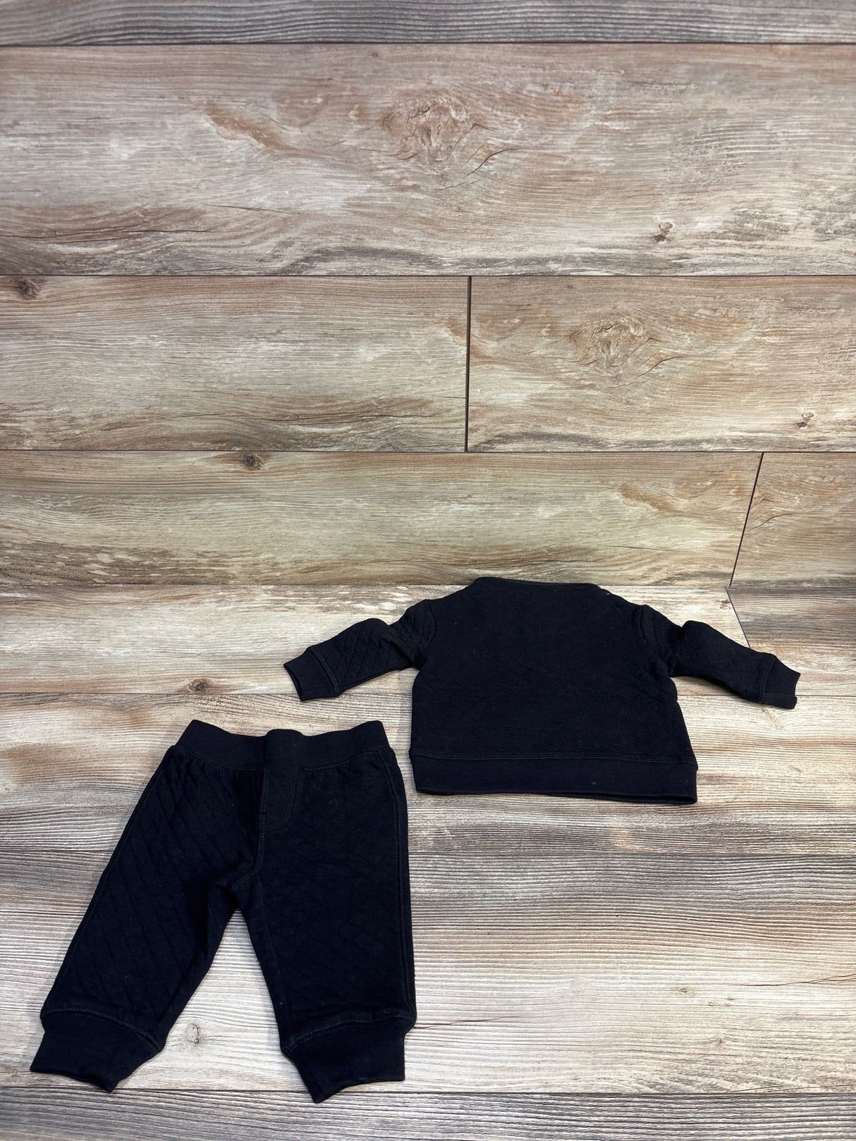 Baby Gap 2pc Quilted Half Zip Sweatshirt Set Black sz 3-6m