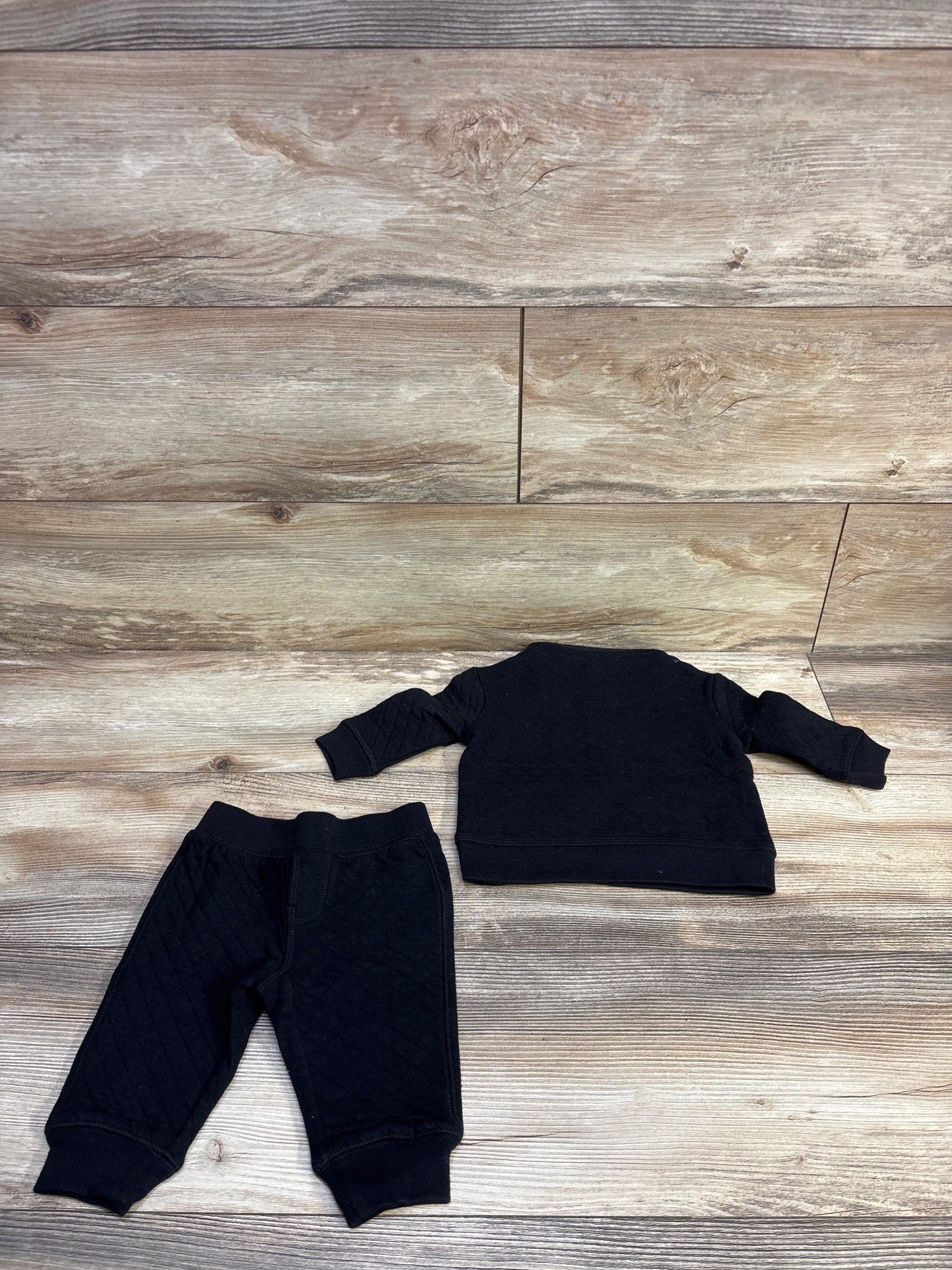 Baby Gap 2pc Quilted Half Zip Sweatshirt Set Black sz 3-6m