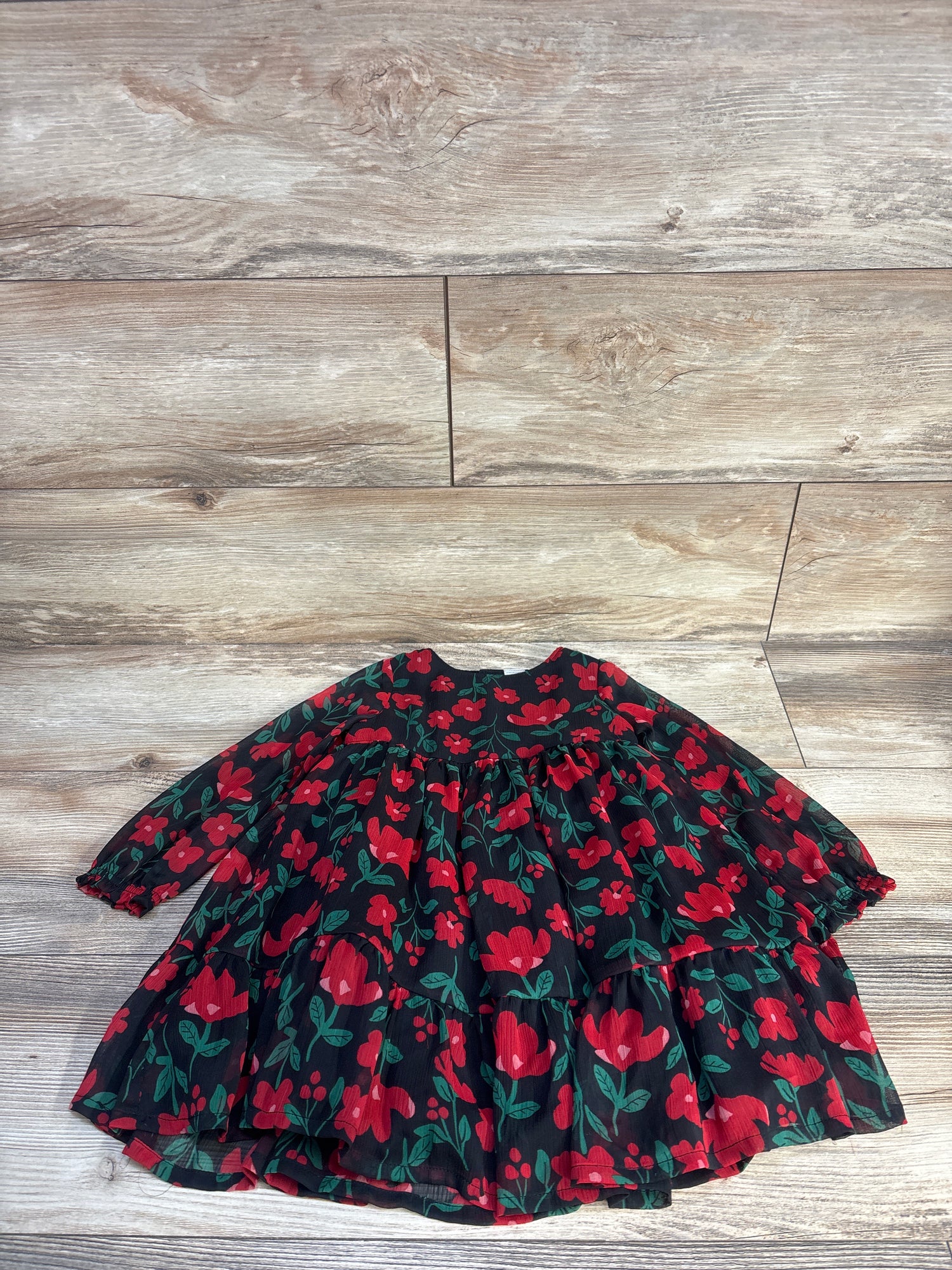 Child Of Mine Floral Long Sleeve Tulle Dress Black sz 2T