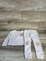 Bear Paw 2pc Llama Waffle Knit Pocket Shirt & Pants Pajama Set Pink sz 4T