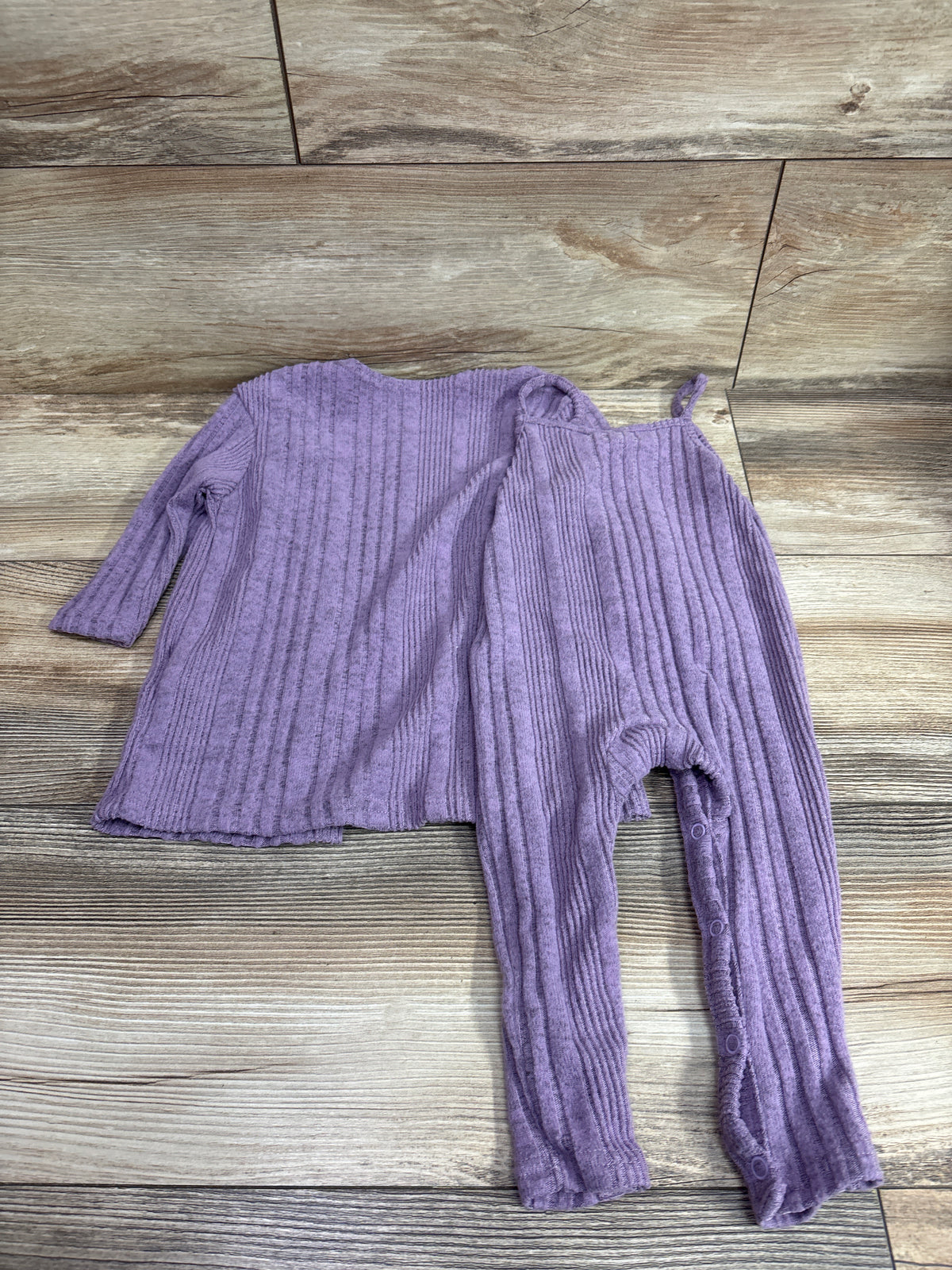 Shein 2pc Rib Knit Tank Jumpsuit & Shawl Set Purple sz 9-12m
