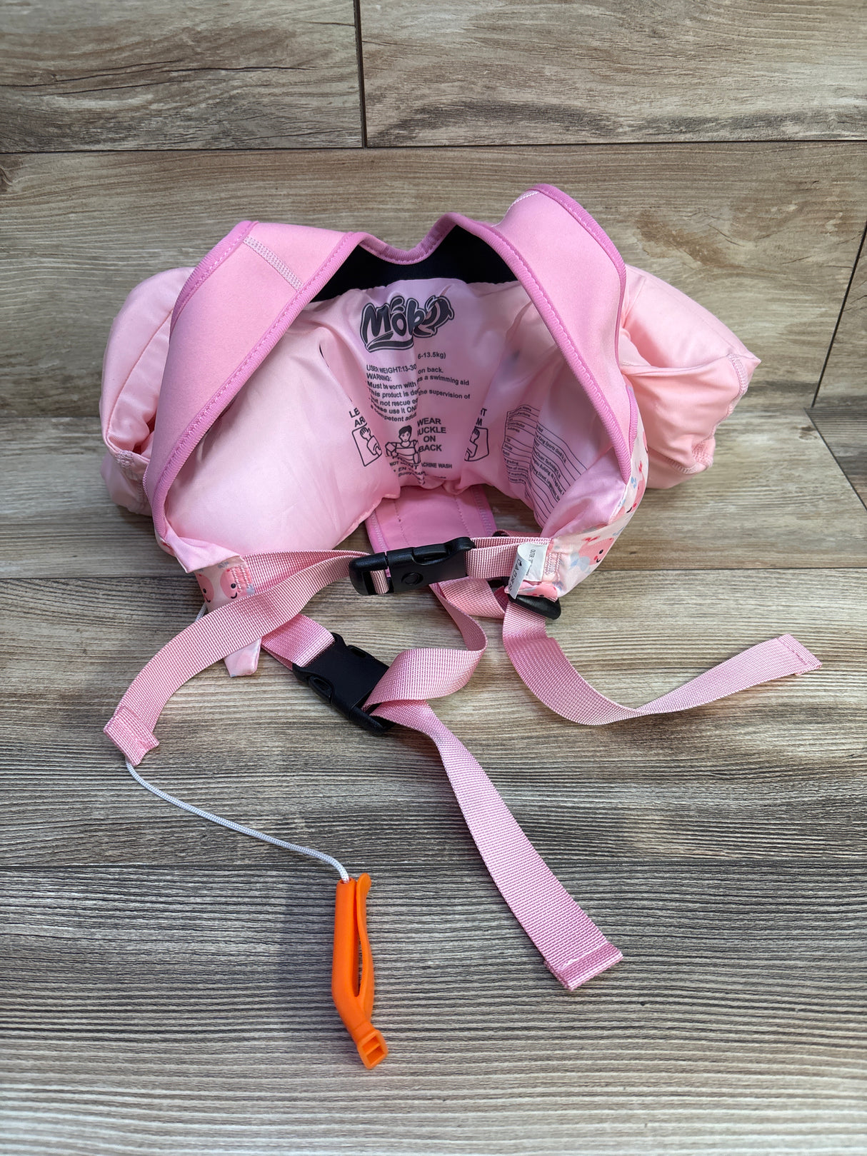 MoKo Swimming Vest Water Wings with Crotch Strap, Pink 12-30lbs