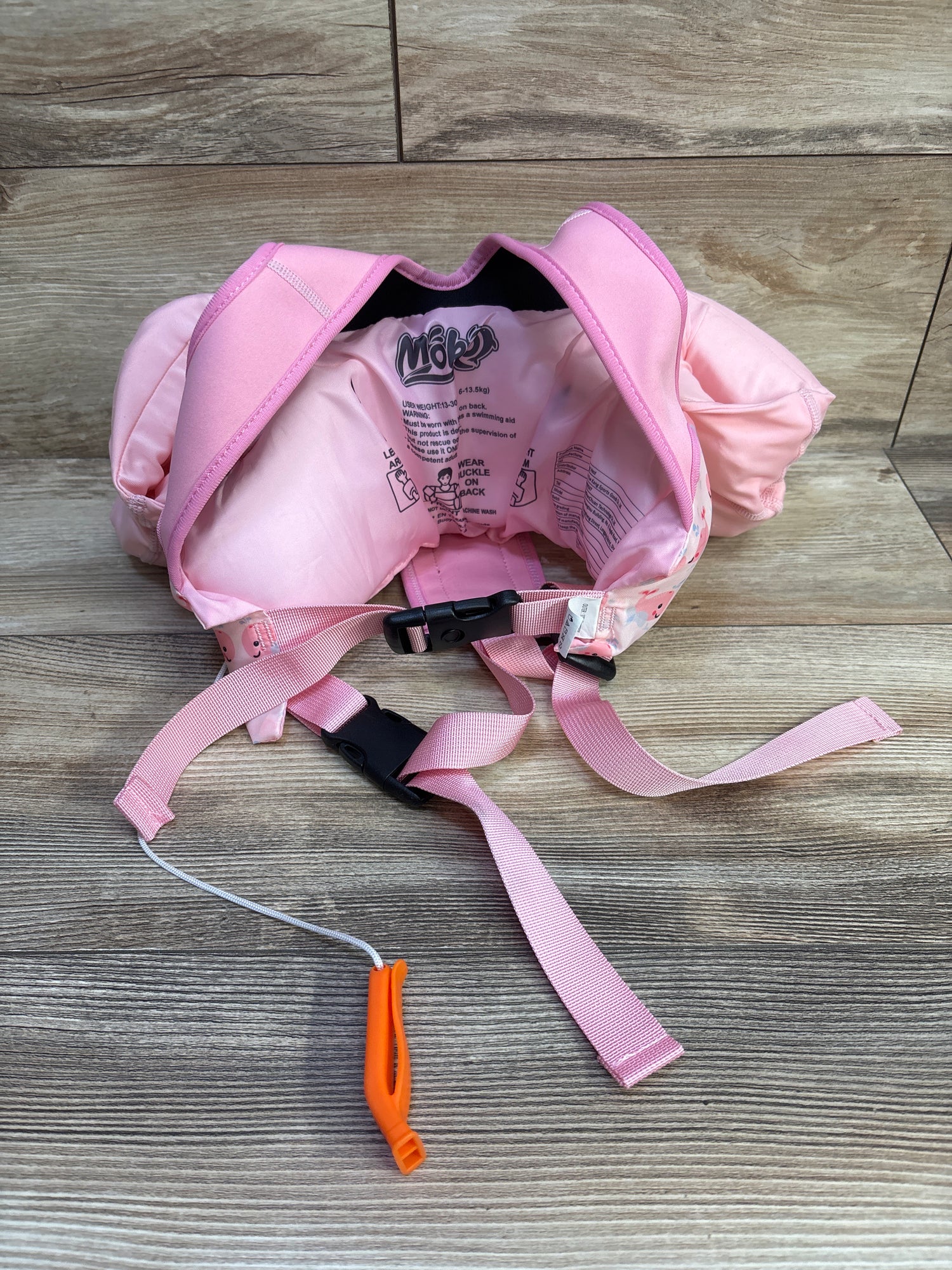 MoKo Swimming Vest Water Wings with Crotch Strap, Pink 12-30lbs