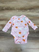 NEW Old Navy Ghost & Pumpkin Long Sleeve Bodysuit Pink sz 0-3m