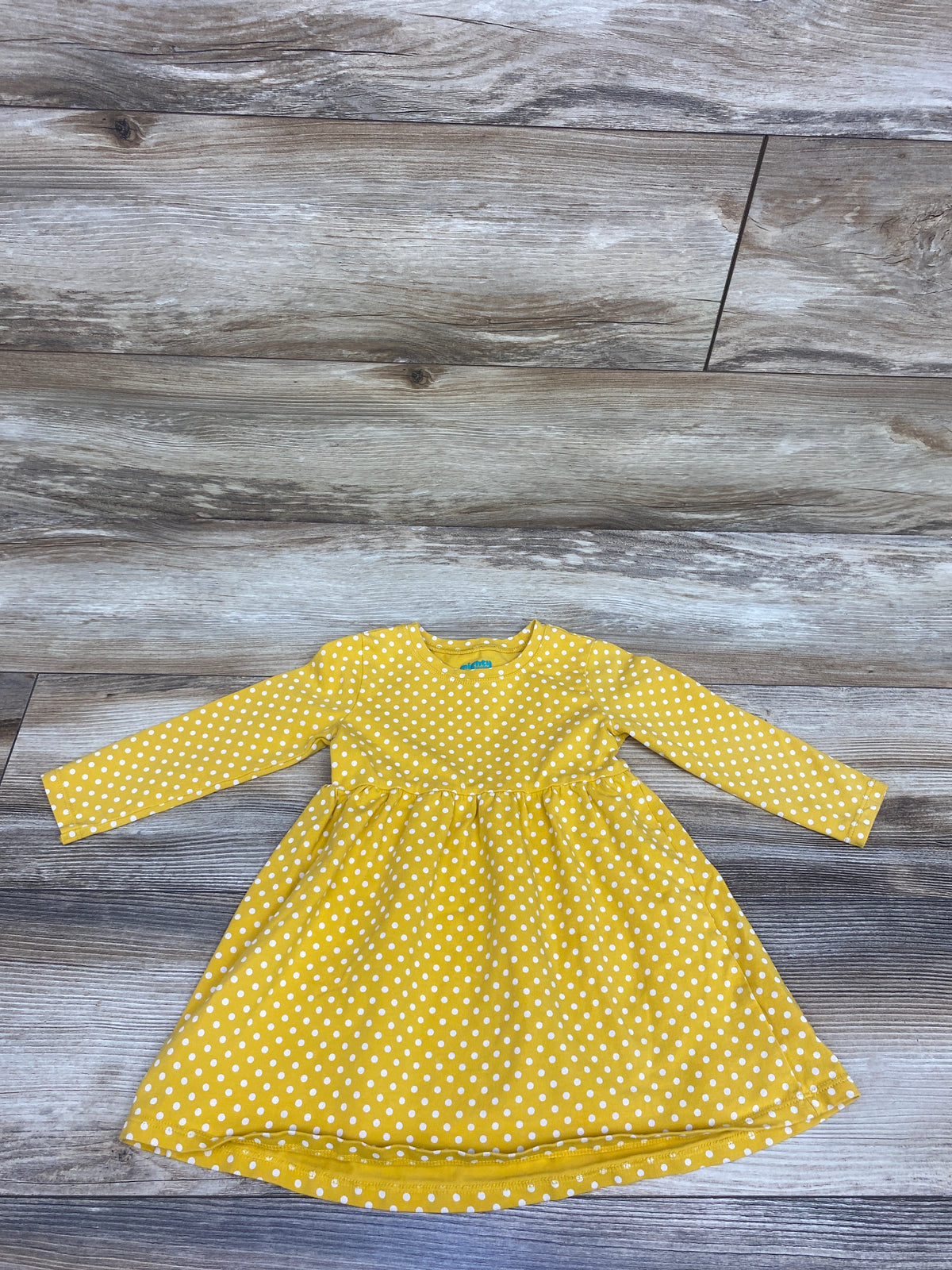 Mighty Goods Long Sleeve Polka Dot Dress Yellow sz 12m
