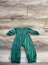 Jessica Simpson Velour Polka Dot Smocked Coverall Green 3-6m