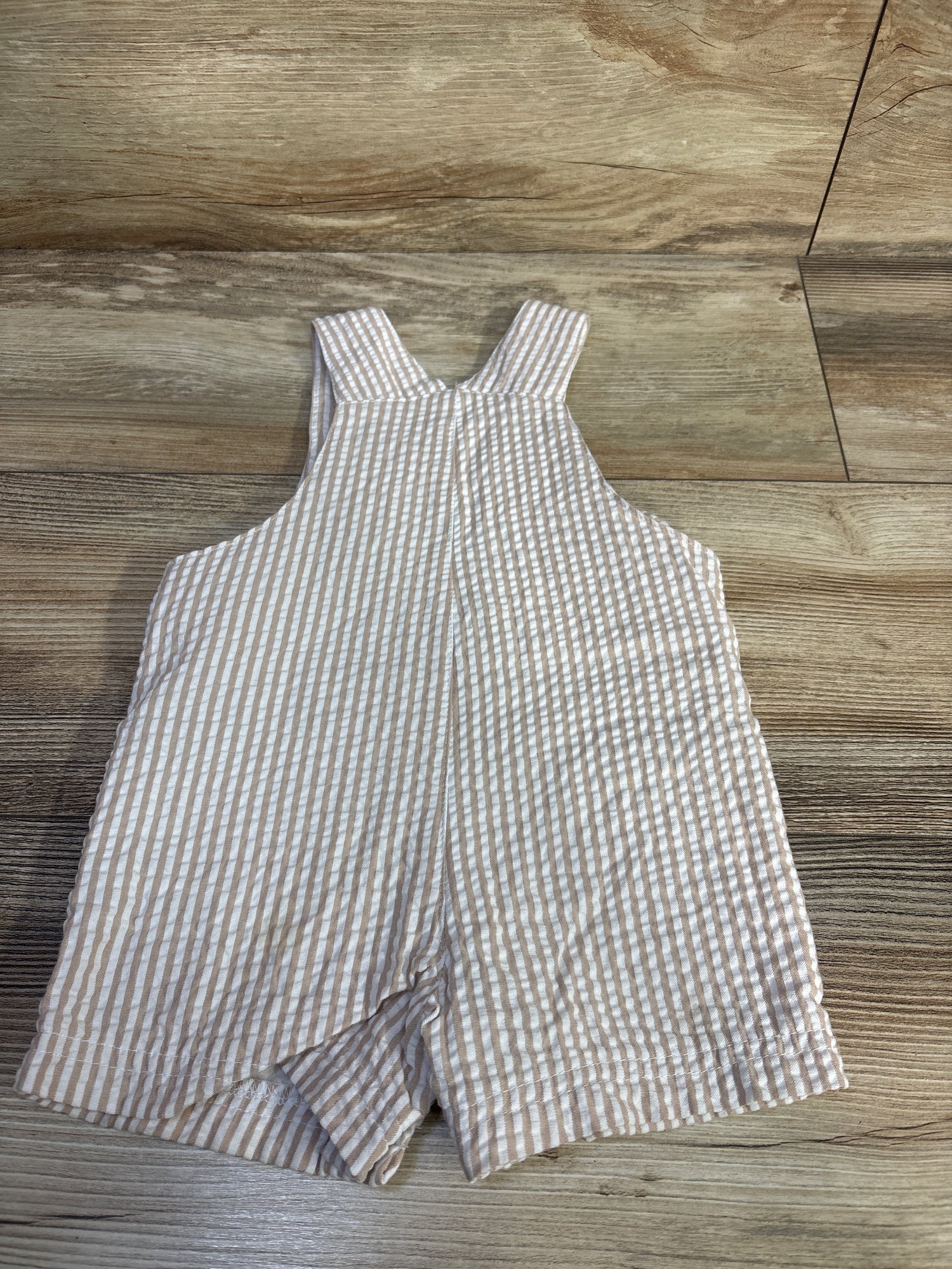 Little Me Embroidered Dog Seersucker Shortalls Brown sz 9m