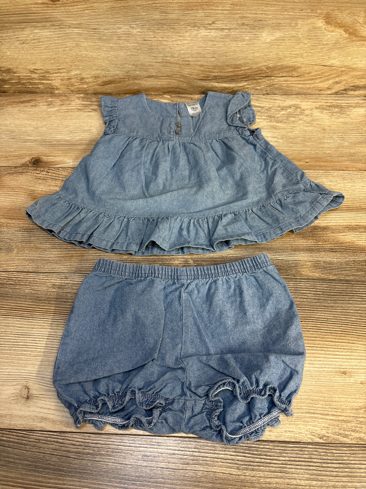 Carter's Chambray 2pc Top & Bloomers Set Blue sz 18m