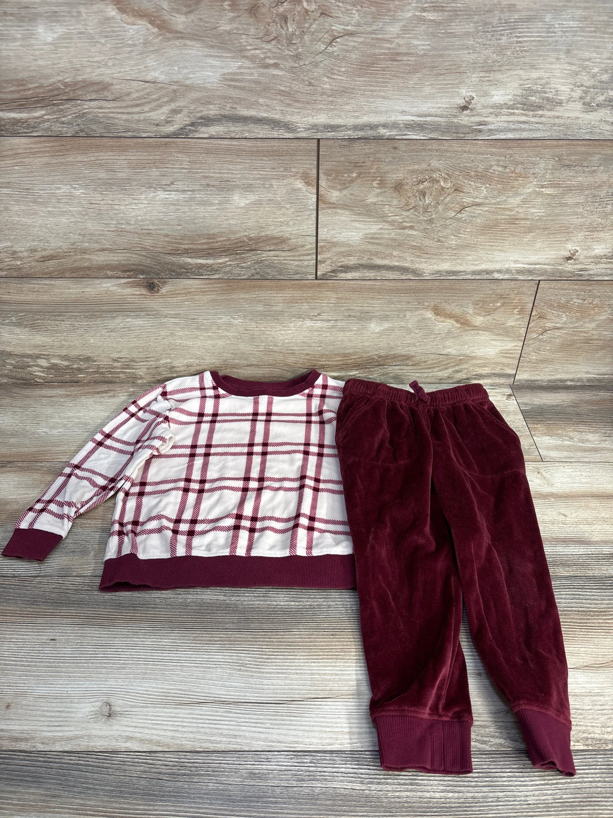 Cat & Jack Velour 2pc Set Maroon/White sz 4T